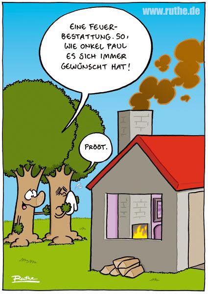 Cartoon Feuerbestattung (c) Ralph Ruthe